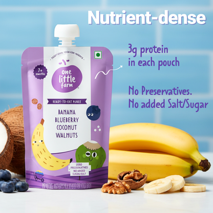 Banana, Blueberry, Coconut, Walnuts